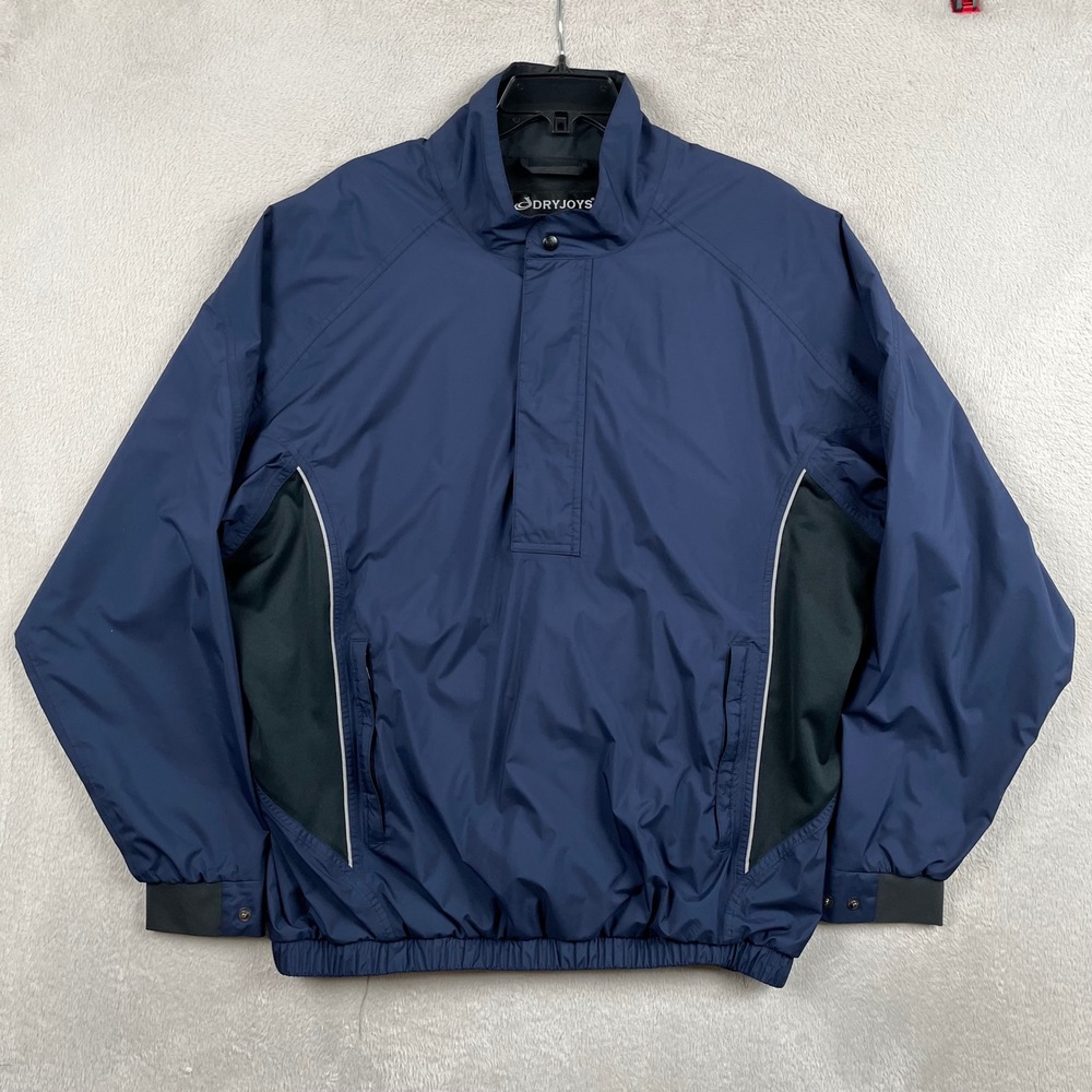 FootJoy DryJoys Golf Jacket Mens Large Blue 1/4 Zip Pullover Rain Windbreaker